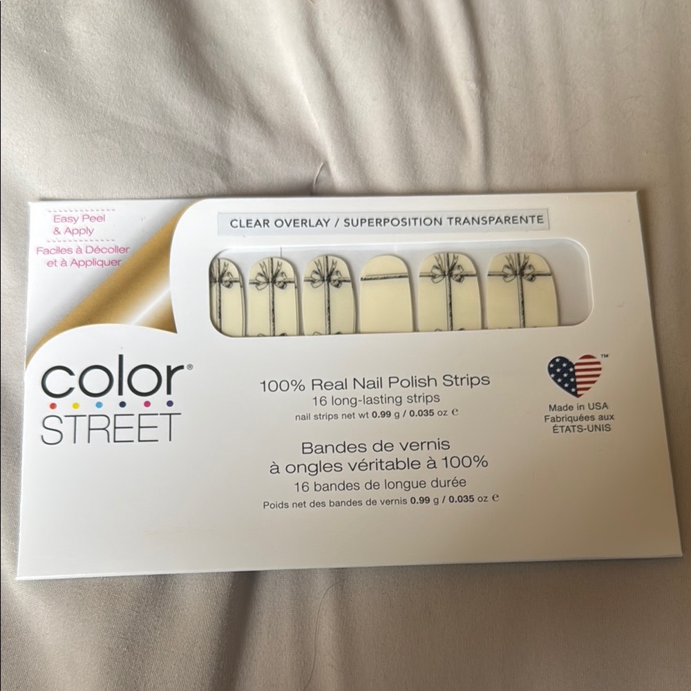 Color Street Bow Design Clear Overlay Nail Strips All Wrapped Up